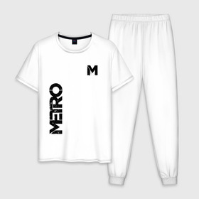 Мужская пижама хлопок с принтом METRO , 100% хлопок | брюки и футболка прямого кроя, без карманов, на брюках мягкая резинка на поясе и по низу штанин
 | exodus | horror | metro 2033 | metro exodus | survival | игры | исход | метро | метро 2035