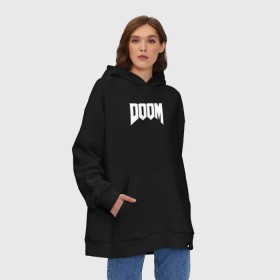 Худи SuperOversize хлопок с принтом DOOM , 70% хлопок, 30% полиэстер, мягкий начес внутри | карман-кенгуру, эластичная резинка на манжетах и по нижней кромке, двухслойный капюшон
 | devil | doom | hell | mark of the doom slayer | slayer | ад | гарнил | дум | знаки | иероглифы | компьютерные игры 2019 | преисподняя | символ | солдат