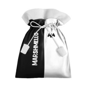 Подарочный 3D мешок с принтом Marshmello , 100% полиэстер | Размер: 29*39 см | black and white | christopher comstock | dj | marshmello | music | диджей | клубная музыка | клубняк | крис комсток | логотип | маршмэллоу | музыка | черно белый