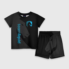 Детский костюм с шортами 3D с принтом TEAM LIQUID  ТИМ ЛИКВИД ,  |  | Тематика изображения на принте: 2019 | blue | cybersport | esport | liquid | logo | pro league | team | team liquid | киберспорт | логотип | тим ликвид | фирменные цвета