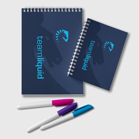 Блокнот с принтом TEAM LIQUID , 100% бумага | 48 листов, плотность листов — 60 г/м2, плотность картонной обложки — 250 г/м2. Листы скреплены удобной пружинной спиралью. Цвет линий — светло-серый
 | Тематика изображения на принте: 2019 | blue | cybersport | esport | liquid | logo | pro league | team | team liquid | киберспорт | логотип | тим ликвид | фирменные цвета