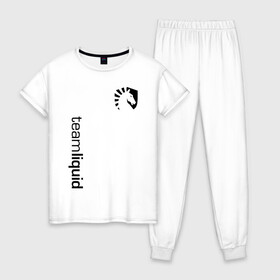 Женская пижама хлопок с принтом TEAM LIQUID , 100% хлопок | брюки и футболка прямого кроя, без карманов, на брюках мягкая резинка на поясе и по низу штанин | 2019 | blue | cybersport | esport | liquid | logo | pro league | team | team liquid | киберспорт | логотип | тим ликвид | фирменные цвета