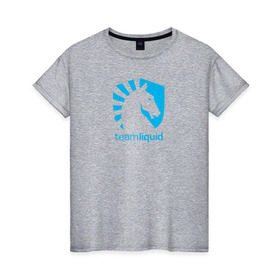 Женская футболка хлопок с принтом TEAM LIQUID , 100% хлопок | прямой крой, круглый вырез горловины, длина до линии бедер, слегка спущенное плечо | 2019 | blue | cybersport | esport | liquid | logo | pro league | team | team liquid | киберспорт | логотип | тим ликвид | фирменные цвета