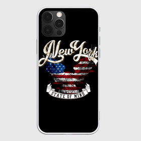 Чехол для iPhone 12 Pro Max с принтом New York state of mind , Силикон |  | Тематика изображения на принте: background | best | black | cool | drawing | eagle | flag | graphics | inscription | new york | ribbon | state of mind | text | usa | wings | графика | крутой | крылья | лента | лучший | надпись | нью йорк | орел | рисунок | состояние души | сша | текст |