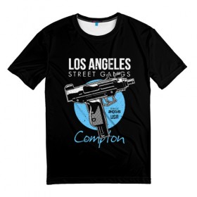 Мужская футболка 3D с принтом Los Angeles. Street gamgs. , 100% полиэфир | прямой крой, круглый вырез горловины, длина до линии бедер | 