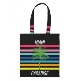 Сумка 3D повседневная с принтом Miami Paradise , 100% полиэстер | Плотность: 200 г/м2; Размер: 34×35 см; Высота лямок: 30 см | america | city | colorful | drawing | grap | miami | palm tree | paradise | recreation | resort | stripes | tree | usa | world | америка | город | графика | дерево | курорт | майами | мировой | надпись | отдых | пальма | полосы | разноцветные | рай | рису