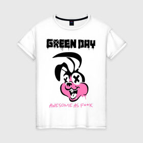 Женская футболка хлопок с принтом Green Day , 100% хлопок | прямой крой, круглый вырез горловины, длина до линии бедер, слегка спущенное плечо | green day | greenday | punk | rock | грин дэй | группы | музыка | панк | рок