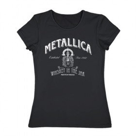 Женская футболка хлопок с принтом Metallica , 100% хлопок | прямой крой, круглый вырез горловины, длина до линии бедер, слегка спущенное плечо | heavy metal | metal | metallica | группы | метал | металлика | музыка | рок | трэш метал | хєви метал