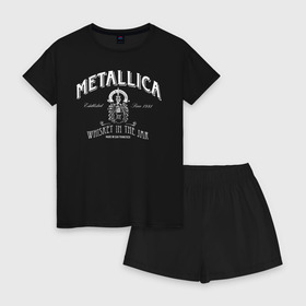 Женская пижама с шортиками хлопок с принтом Metallica , 100% хлопок | футболка прямого кроя, шорты свободные с широкой мягкой резинкой | heavy metal | metal | metallica | группы | метал | металлика | музыка | рок | трэш метал | хєви метал