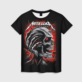 Женская футболка 3D с принтом Metallica , 100% полиэфир ( синтетическое хлопкоподобное полотно) | прямой крой, круглый вырез горловины, длина до линии бедер | heavy metal | metal | metallica | группы | метал | металлика | музыка | рок | трэш метал | хєви метал
