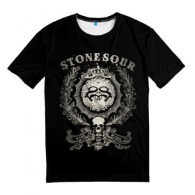 Мужская футболка 3D с принтом Stone Sour , 100% полиэфир | прямой крой, круглый вырез горловины, длина до линии бедер | 