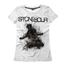 Женская футболка 3D с принтом Stone Sour , 100% полиэфир ( синтетическое хлопкоподобное полотно) | прямой крой, круглый вырез горловины, длина до линии бедер | metal | rock | slipknot | stone sour | альтернатива | группы | кори тейлор | метал | музыка | ню метал | рок