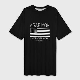 Платье-футболка 3D с принтом ASAP   TYLER THE CREATOR ,  |  | Тематика изображения на принте: aap | asap | asap rocky | awge | cherry bomb | ferg | hip hop | mob. golf | rap | rep | tyler the creator | vlone | worldwide | асап | банда | голф | музыка | роки | рэп | тайлер | хип хоп