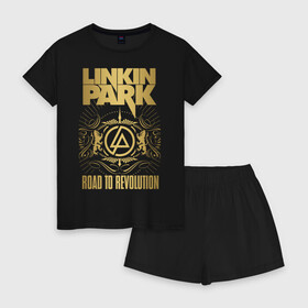 Женская пижама с шортиками хлопок с принтом Linkin Park , 100% хлопок | футболка прямого кроя, шорты свободные с широкой мягкой резинкой | chester bennington | linkin park | группы | линкин парк | метал | музыка | рок | честер беннингтон
