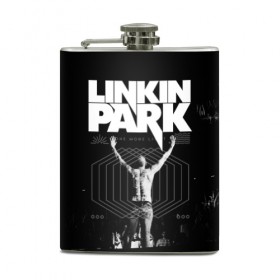 Фляга с принтом Linkin Park , металлический корпус | емкость 0,22 л, размер 125 х 94 мм. Виниловая наклейка запечатывается полностью | Тематика изображения на принте: 