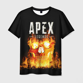Мужская футболка 3D с принтом APEX LEGENDS , 100% полиэфир | прямой крой, круглый вырез горловины, длина до линии бедер | Тематика изображения на принте: apex | apex legends | апекс | апекс легенд | апекс легендс | бой | игра | компьютерная игра | королевская битва | лучшее | огонь | онлайн игра | популярное | хит | череп | шутер
