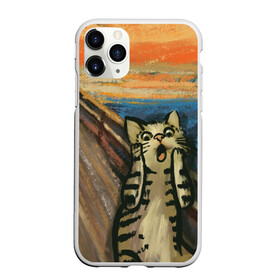 Чехол для iPhone 11 Pro Max матовый с принтом Крик котика , Силикон |  | Тематика изображения на принте: cat | картина | кот | котик | котики | коты | котэ | кошак | крик | мем | приколы