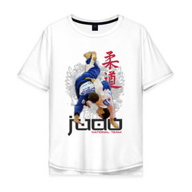 Мужская футболка хлопок Oversize с принтом Judo , 100% хлопок | свободный крой, круглый ворот, “спинка” длиннее передней части | борьба | единоборства | спорт