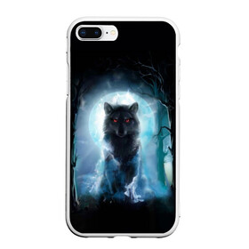 Чехол для iPhone 7Plus/8 Plus матовый с принтом волк , Силикон | Область печати: задняя сторона чехла, без боковых панелей | wolf | волк | кайот | луна | ночь | собака
