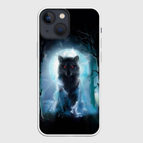 Чехол для iPhone 13 mini с принтом волк ,  |  | wolf | волк | кайот | луна | ночь | собака