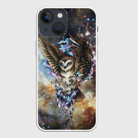 Чехол для iPhone 13 mini с принтом сова космическая ,  |  | Тематика изображения на принте: owl | галактика | звезды | космос | млечный путь | ночь | птица | сова | филин