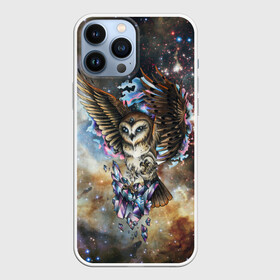 Чехол для iPhone 13 Pro Max с принтом сова космическая ,  |  | Тематика изображения на принте: owl | галактика | звезды | космос | млечный путь | ночь | птица | сова | филин