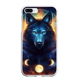 Чехол для iPhone 7Plus/8 Plus матовый с принтом волк , Силикон | Область печати: задняя сторона чехла, без боковых панелей | wolf | волк | галактика | звезды | койот | космос | луна | ночь | собака