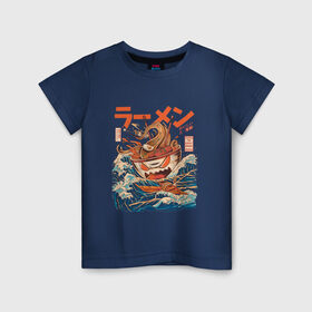 Детская футболка хлопок с принтом Great Ramen off Kanagawa , 100% хлопок | круглый вырез горловины, полуприлегающий силуэт, длина до линии бедер | kanagawa | ramen | аниме | большая волна в канагаве | рамен | рамен в канагаве