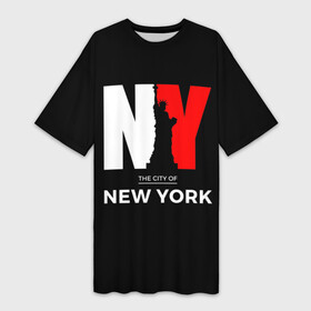Платье-футболка 3D с принтом New York City ,  |  | america | city | large | liberty | new york | sculpture | statue | symbol | usa | америка | большие | буквы | город | графика | жизни | иллюстрация | искусство | мода | нью йорк | рисунок | свободы | силуэт | символ | скульптура | статуя
