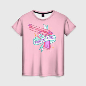 Женская футболка 3D с принтом FIGHT LIKE A GIRL , 100% полиэфир ( синтетическое хлопкоподобное полотно) | прямой крой, круглый вырез горловины, длина до линии бедер | 8 марта | feminism | girl power | like a girl | venus | весна | женщины | международный женский день | подарок | феминизм