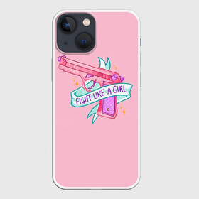 Чехол для iPhone 13 mini с принтом FIGHT LIKE A GIRL ,  |  | 8 марта | feminism | girl power | like a girl | venus | весна | женщины | международный женский день | подарок | феминизм