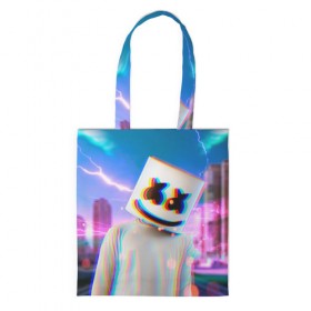 Сумка 3D повседневная с принтом Marshmello Glitch , 100% полиэстер | Плотность: 200 г/м2; Размер: 34×35 см; Высота лямок: 30 см | christopher | comstock | dj | dotcom | fortnite | friends | glitch | marshmallow | marshmello | usa | глитч | диджей | друзья | зефир | комсток | крис | мармелад | маршмэллоу | молнии | музыка | продюсер | сша | фортнайт | хаус | электро