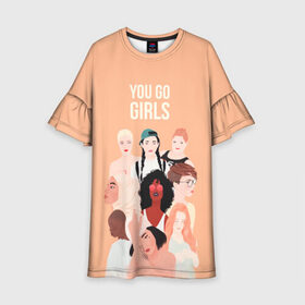 Детское платье 3D с принтом Вперед, девчонки , 100% полиэстер | прямой силуэт, чуть расширенный к низу. Круглая горловина, на рукавах — воланы | 8 марта | feminism | girl power | like a girl | venus | весна | женщины | международный женский день | подарок | феминизм