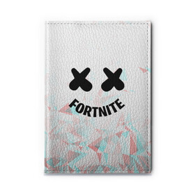 Обложка для автодокументов с принтом FORTNITE x MARSHMELLO , натуральная кожа |  размер 19,9*13 см; внутри 4 больших “конверта” для документов и один маленький отдел — туда идеально встанут права | Тематика изображения на принте: 2019 | dj | fortnite | game | glitch | marshmello | usa | америка | глитч | игра | клубная музыка | маршмелло | музыка | музыкант | ф | фортнайт