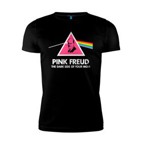 Мужская футболка премиум с принтом Pink Freud , 92% хлопок, 8% лайкра | приталенный силуэт, круглый вырез ворота, длина до линии бедра, короткий рукав | Тематика изображения на принте: pink freud | sigmund freud | зигмунд фрейд | фрейд