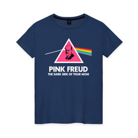 Женская футболка хлопок с принтом Pink Freud , 100% хлопок | прямой крой, круглый вырез горловины, длина до линии бедер, слегка спущенное плечо | pink freud | sigmund freud | зигмунд фрейд | фрейд