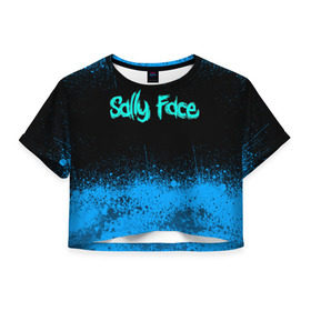 Женская футболка 3D укороченная с принтом Sally Face (19) , 100% полиэстер | круглая горловина, длина футболки до линии талии, рукава с отворотами | Тематика изображения на принте: face | fisher | larry johnson | mask | sally | sally face | sally fisher | демоны | духи | маска | призраки | салли | салли фейс | салли фишер | фейс