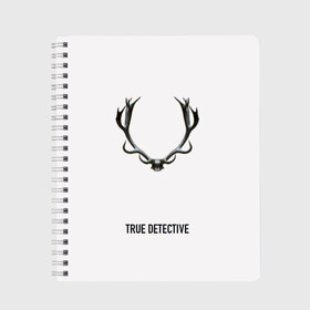 Тетрадь с принтом True Detective , 100% бумага | 48 листов, плотность листов — 60 г/м2, плотность картонной обложки — 250 г/м2. Листы скреплены сбоку удобной пружинной спиралью. Уголки страниц и обложки скругленные. Цвет линий — светло-серый
 | Тематика изображения на принте: carcosa | true detective | каркоса | криминал | мистика | настоящий детектив | раст коул | религия | ритуал | рога | символ | эзотерика