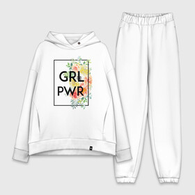 Женский костюм хлопок Oversize с принтом GRL PWR ,  |  | 8 марта | feminism | girl power | like a girl | venus | весна | женщины | международный женский день | подарок | феминизм