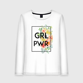 Женский лонгслив хлопок с принтом GRL PWR , 100% хлопок |  | 8 марта | feminism | girl power | like a girl | venus | весна | женщины | международный женский день | подарок | феминизм