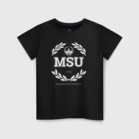 Детская футболка хлопок с принтом MSU , 100% хлопок | круглый вырез горловины, полуприлегающий силуэт, длина до линии бедер | институт | мгу | московский государственный университет | студент | универ | университет