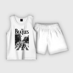 Детская пижама с шортами хлопок с принтом The Beatles ,  |  | Тематика изображения на принте: beatles | the beatles | битлз | битлс | битлы | группы | джон леннон | джордж харрисон | легенды | музыка | пол маккартни | ринго старр | рок
