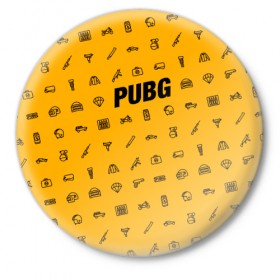 Значок с принтом PUBG ,  металл | круглая форма, металлическая застежка в виде булавки | 