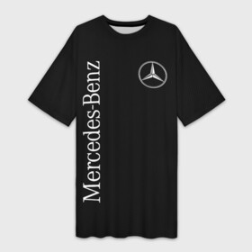 Платье-футболка 3D с принтом Merce ,  |  | amg | benz | carbon | logo | mercedes | амг | бенз | бенс | бенц | гелик | карбон | лого | мерин | мерс | мерседес | на спине