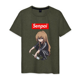 Мужская футболка хлопок с принтом Senpai (Гопник) , 100% хлопок | прямой крой, круглый вырез горловины, длина до линии бедер, слегка спущенное плечо. | ahegao | anime | manga | sempai | senpai | аниме | ахегао | манга | семпай | сенпай