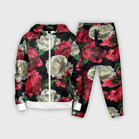 Детский костюм 3D с принтом Розы ,  |  | f | flora | flowers | greens | leaves | nature | ornament | patterns | petals | red | roses | style | white | youth | белые | зелень | иллюстрация | красные | лепестки | листья | мода | молодежная | орнамент | природа | розовые | розы | стиль | узоры | фл