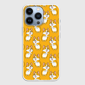 Чехол для iPhone 13 Pro с принтом Корги Паттерн 2 ,  |  | Тематика изображения на принте: веселый | лапочка | милый | мимими | оранжевый | пес | песик | собака | счастье | щенок