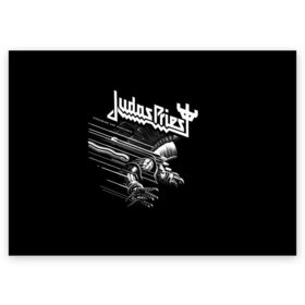 Поздравительная открытка с принтом Judas Priest , 100% бумага | плотность бумаги 280 г/м2, матовая, на обратной стороне линовка и место для марки
 | Тематика изображения на принте: judas priest | metal | rock | группы | метал | музыка | рок | хард рок | хэви метал