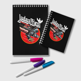 Блокнот с принтом Judas Priest , 100% бумага | 48 листов, плотность листов — 60 г/м2, плотность картонной обложки — 250 г/м2. Листы скреплены удобной пружинной спиралью. Цвет линий — светло-серый
 | judas priest | metal | rock | группы | метал | музыка | рок | хард рок | хэви метал