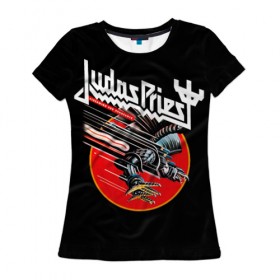 Женская футболка 3D с принтом Judas Priest , 100% полиэфир ( синтетическое хлопкоподобное полотно) | прямой крой, круглый вырез горловины, длина до линии бедер | Тематика изображения на принте: judas priest | metal | rock | группы | метал | музыка | рок | хард рок | хэви метал